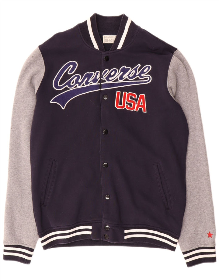 Converse Mens Graphic Varsity Jacket UK 40 Grande Azul Marino Colorblock