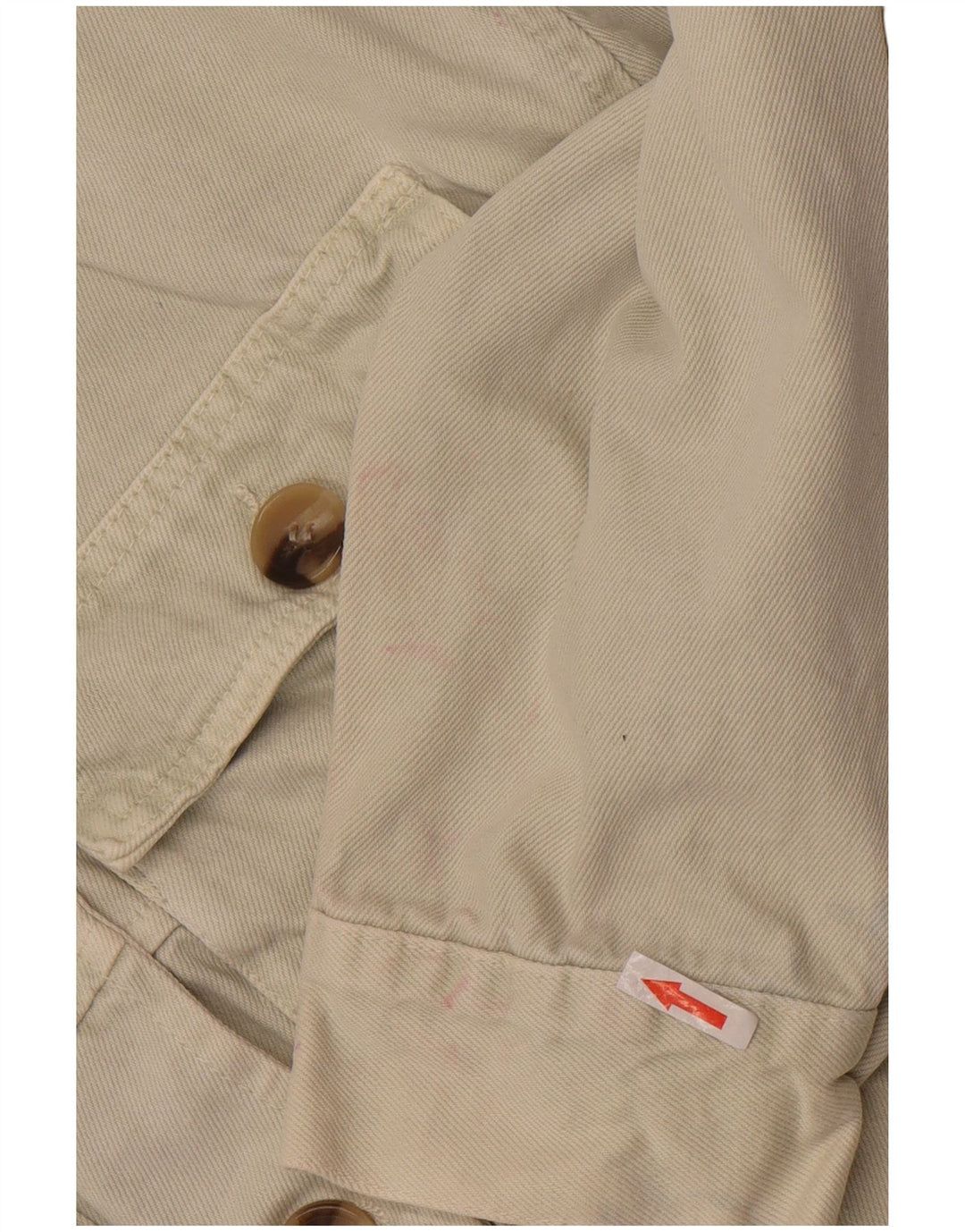 Zara Mujer Crop Denim Chaqueta UK 10 Small Off White Cotton