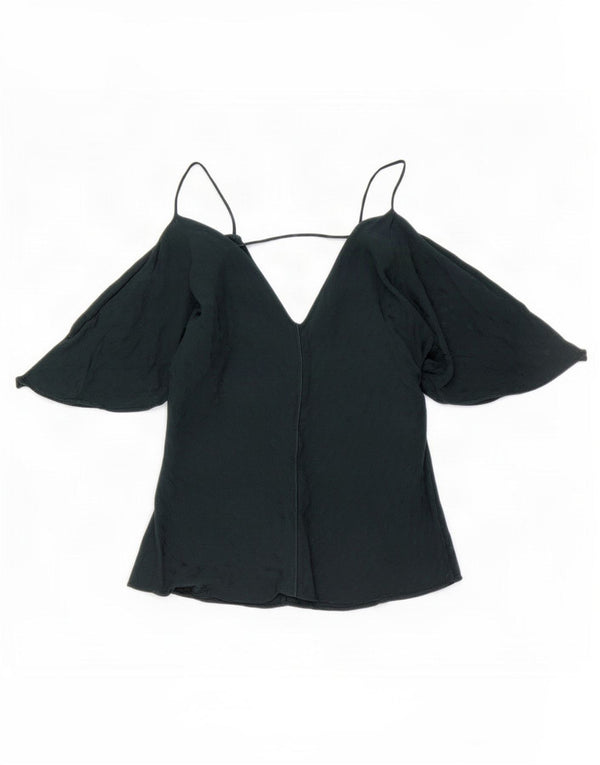 Zara Blusa De Ala De Murciélago Para Mujer Top UK 44 Grande Verde Manchado
