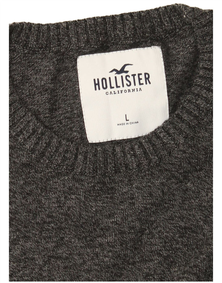 Hollister Hombre Cuello Redondo Jumper Suéter Grande Gris Moteado