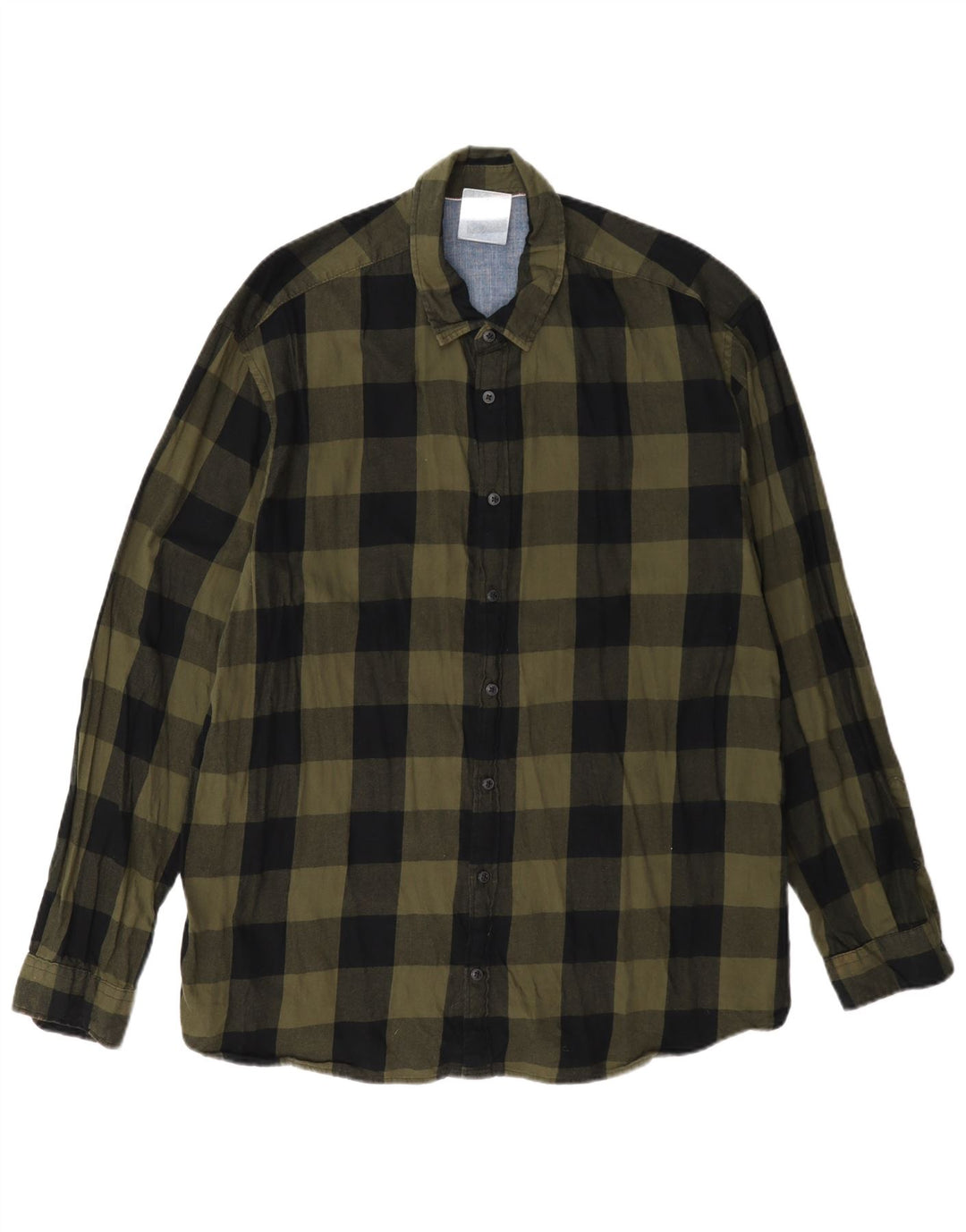 Jack & Jones Hombre Camisa De Franela XL Algodón Vichy Verde