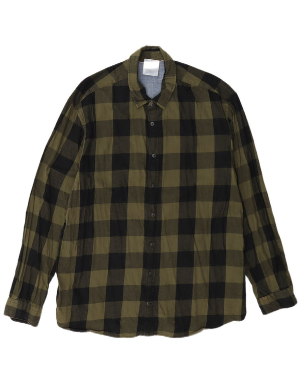 Jack & Jones Hombre Camisa De Franela XL Algodón Vichy Verde