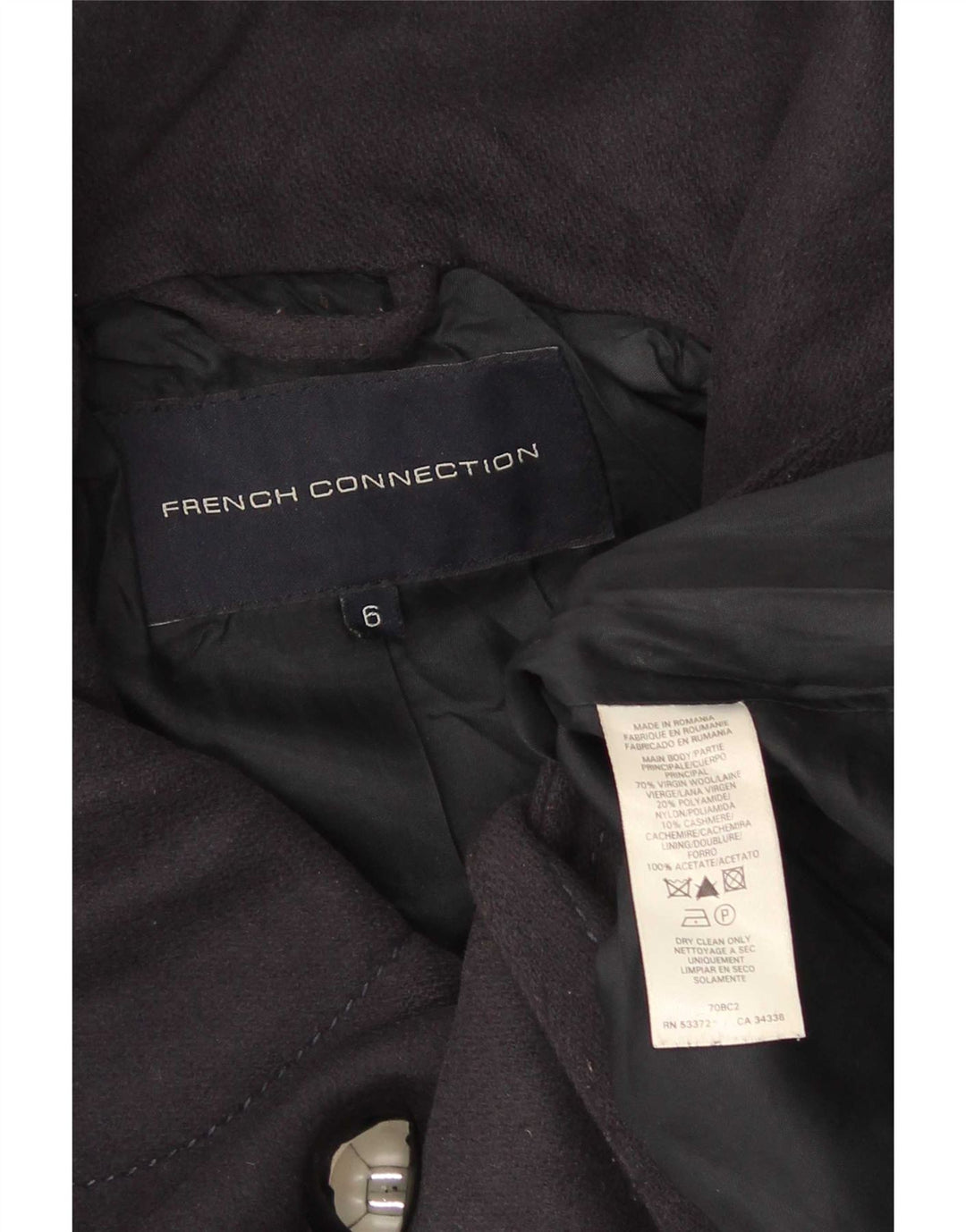 French Connection Abrigo extragrande con doble botonadura para mujer UK 6 XS Azul marino