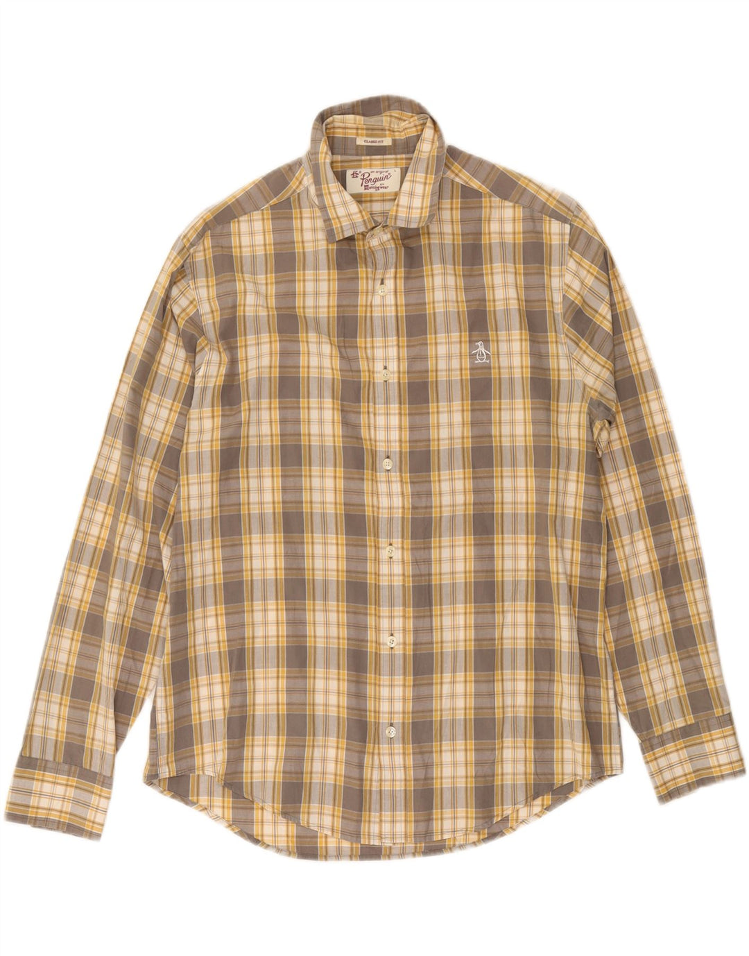 Camisa de corte clásico para hombre de Penguin, cuadros grises grandes