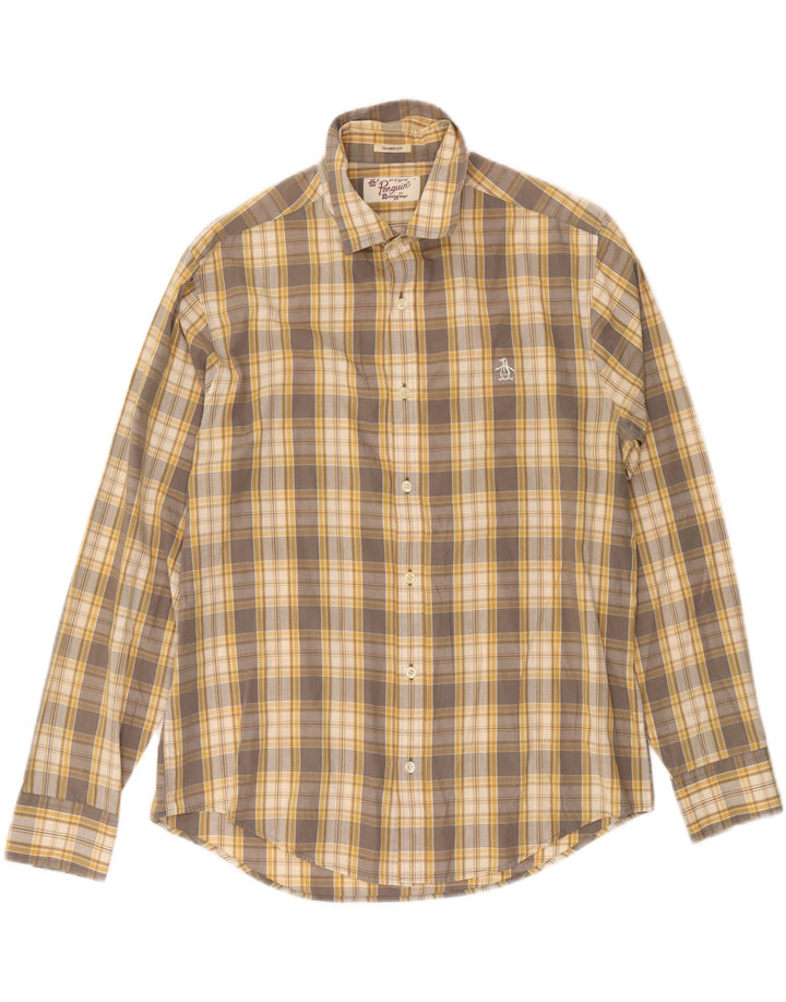 Camisa de corte clásico para hombre de Penguin, cuadros grises grandes