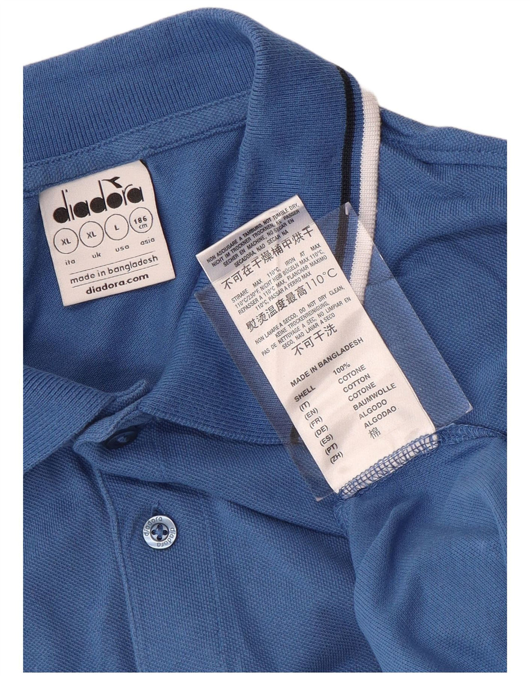 DIADORA Polo Hombre XL Algodón Azul