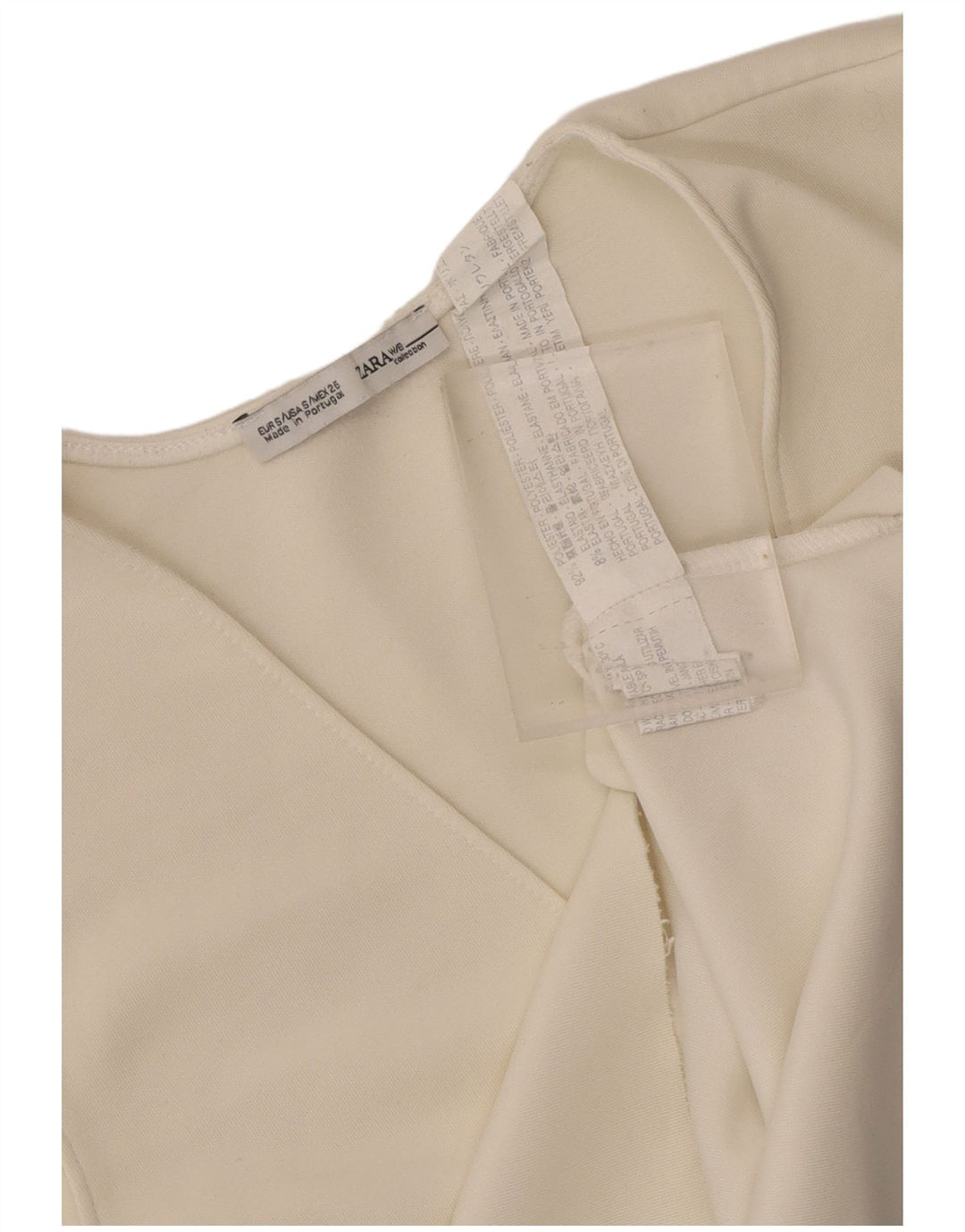 Zara Blusa Corta Sin Mangas para Mujer Top UK 8 Small Poliéster Blanco