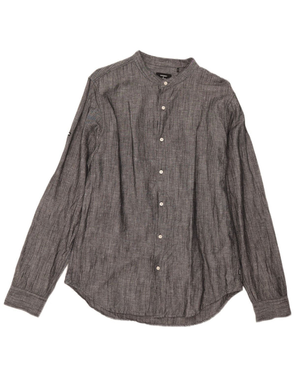 Camisa Superdry Para Hombre Grande De Lino Gris