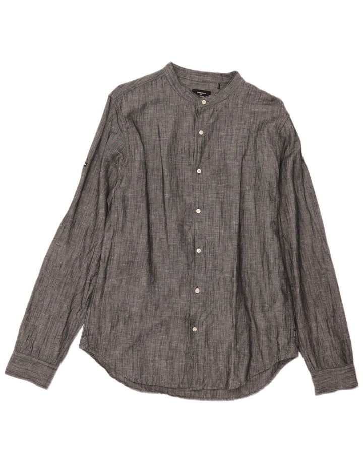 Camisa Superdry Para Hombre Grande De Lino Gris