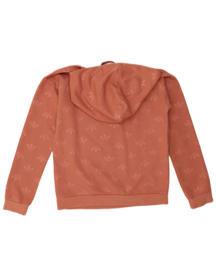 Adidas - Sudadera con capucha para mujer, diseño gráfico de gran tamaño, talla 10, poliéster naranja pequeño