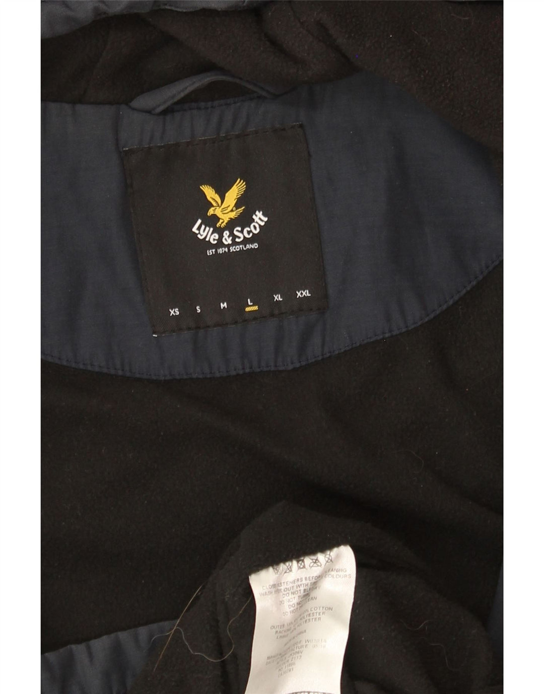 LYLE & SCOTT Chaqueta cortavientos con capucha para hombre UK 40 Large Nylon azul marino