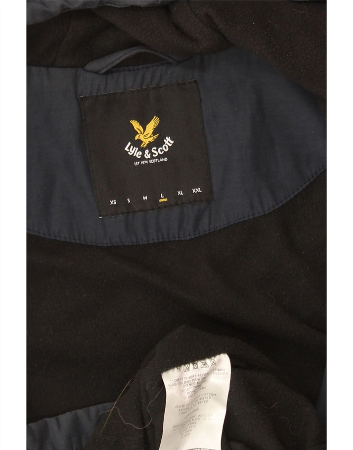 LYLE & SCOTT Chaqueta cortavientos con capucha para hombre UK 40 Large Nylon azul marino