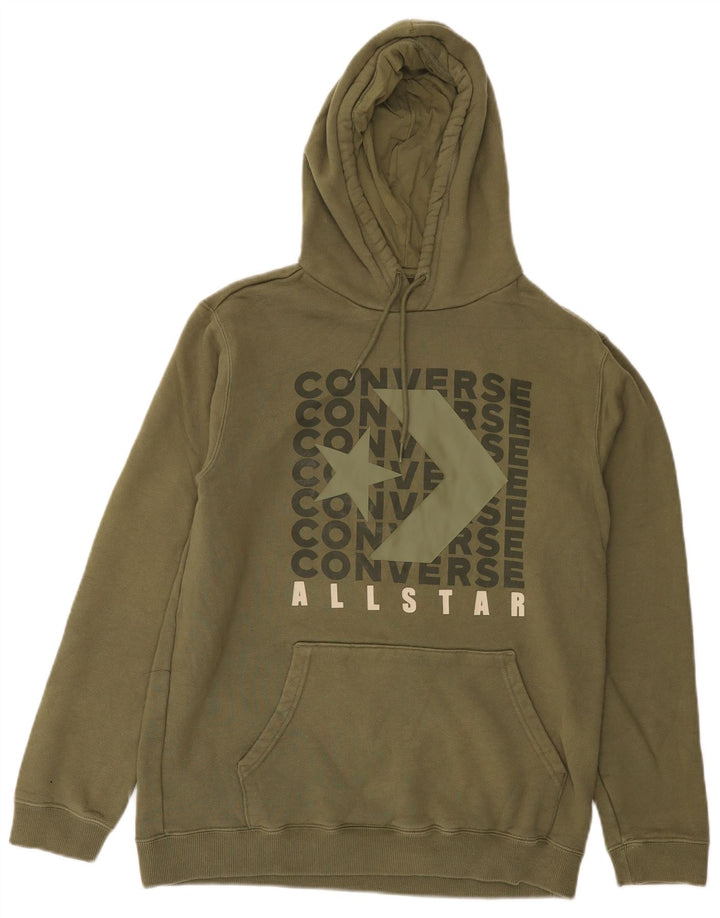 Converse Hombre Sudadera con capucha gráfica Jumper Small Khaki Cotton