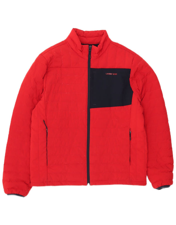 Lands End Chaqueta acolchada para hombre ES 38 Mediano Rojo Colorblock Poliéster