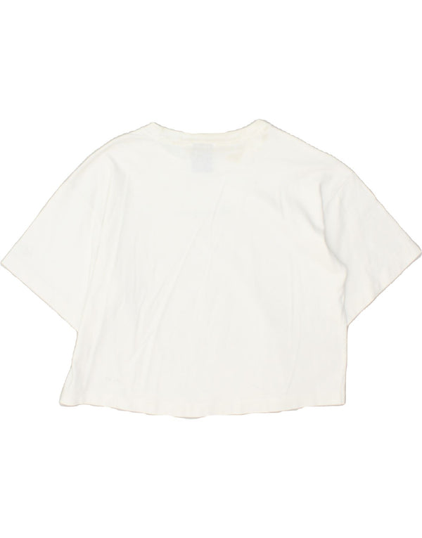 CHAMPION Womens Crop Graphic T-Shirt Top UK 14 Medium White Cotton