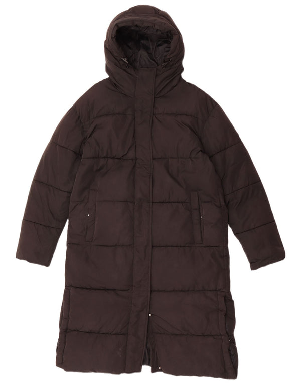 Superdry Abrigo acolchado extragrande con capucha para mujer, talla 40, poliéster negro pequeño