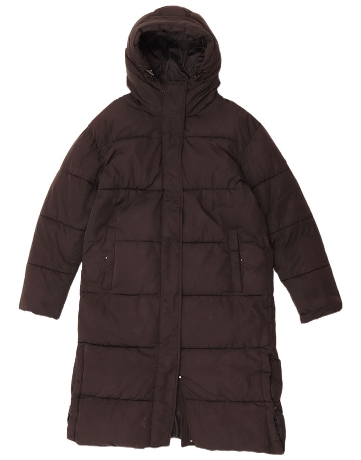 Superdry Abrigo acolchado extragrande con capucha para mujer, talla 40, poliéster negro pequeño