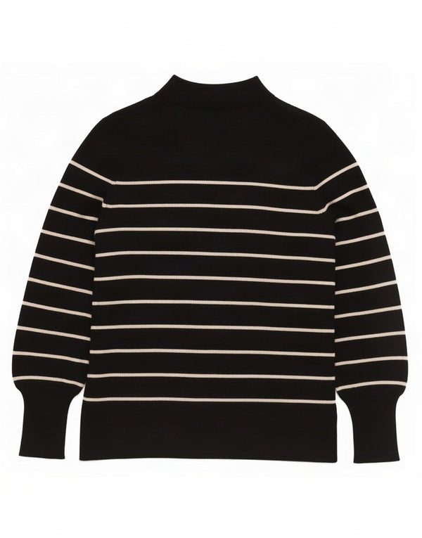 Marks & Spencer Suéter con Cuello Alto para Mujer UK 10 Small Black Stripes