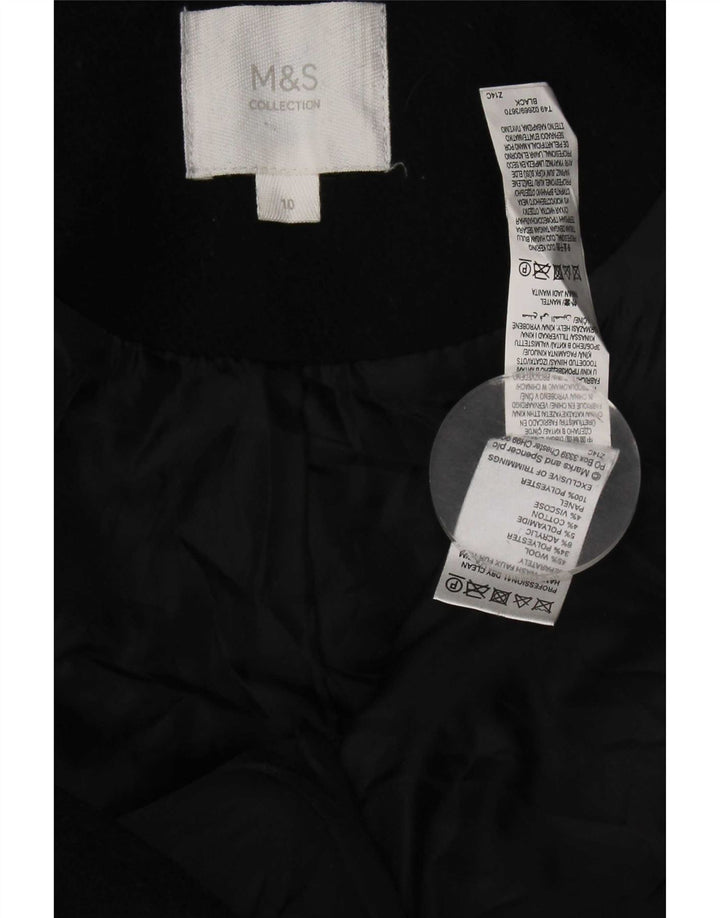 Marks & Spencer - Trenca con capucha para mujer, talla 40, talla pequeña, lana negra