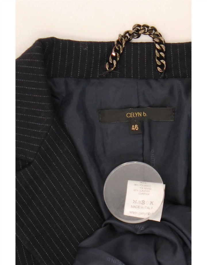 Celyn B Chaqueta tipo blazer abierta para mujer IT 46 Lana a rayas azul marino grande