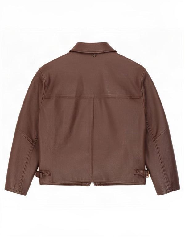 Chaqueta de cuero vintage para hombre Reino Unido 42 XL Marrón