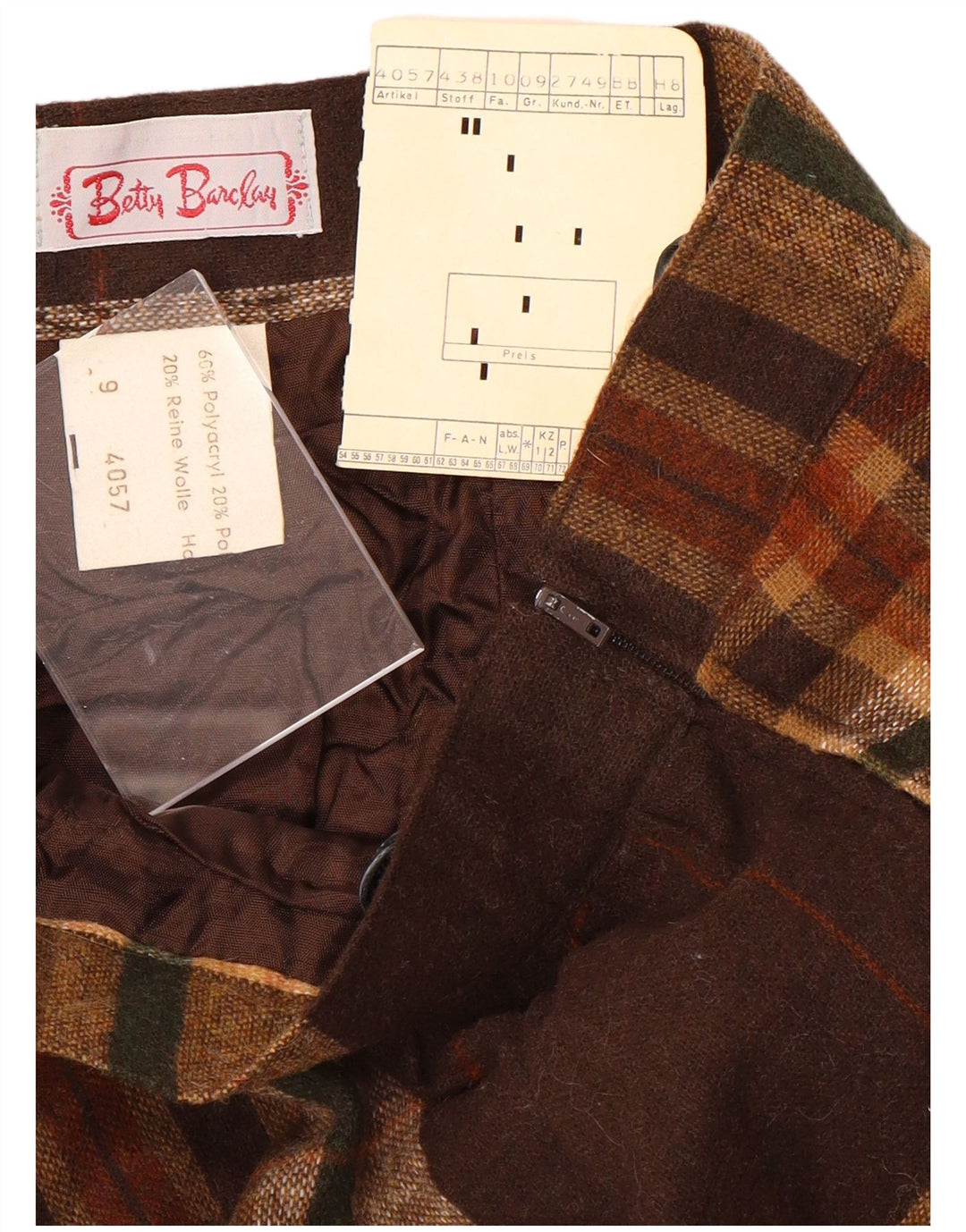 BETTY BARCLAY Falda acampanada de cintura alta para mujer W26 Small Brown Plaid