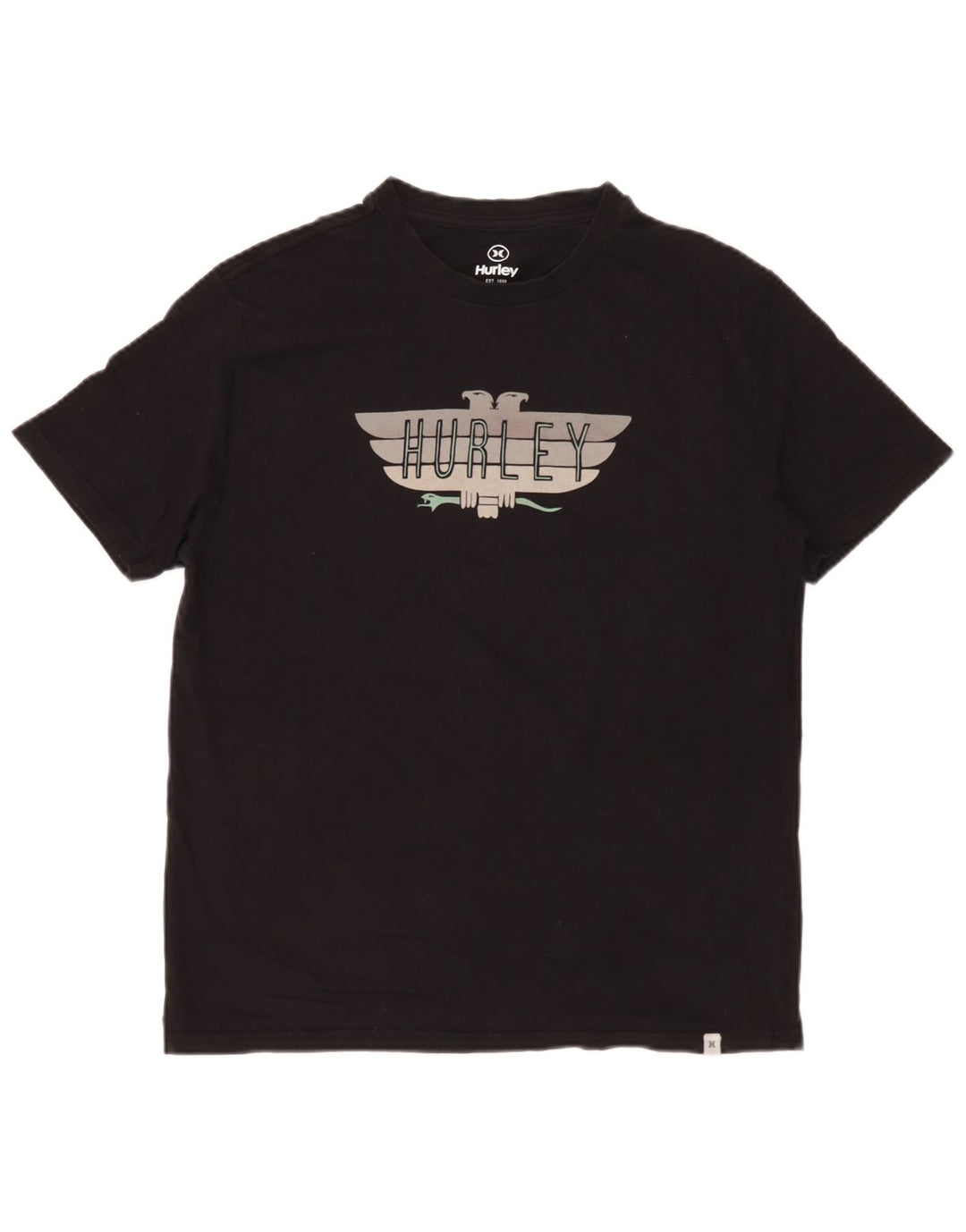 Hurley Camiseta Gráfica Para Hombre Top Mediano De Algodón Negro