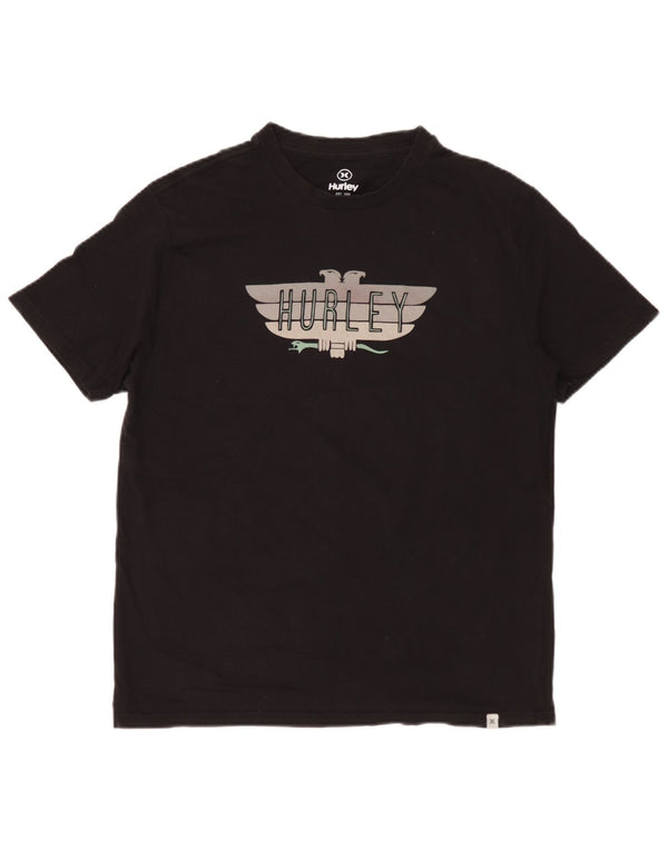 Hurley Camiseta Gráfica Para Hombre Top Mediano De Algodón Negro