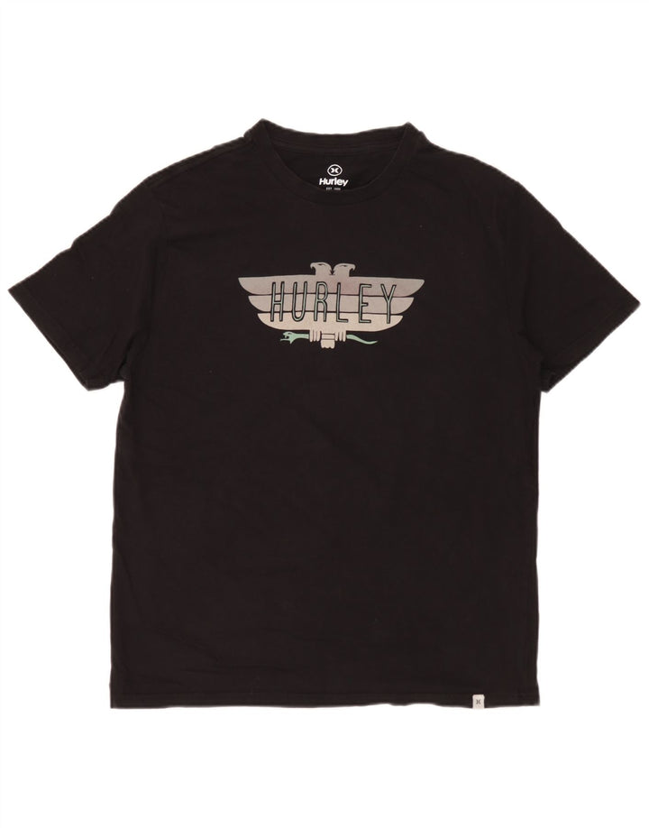 Hurley Camiseta Gráfica Para Hombre Top Mediano De Algodón Negro