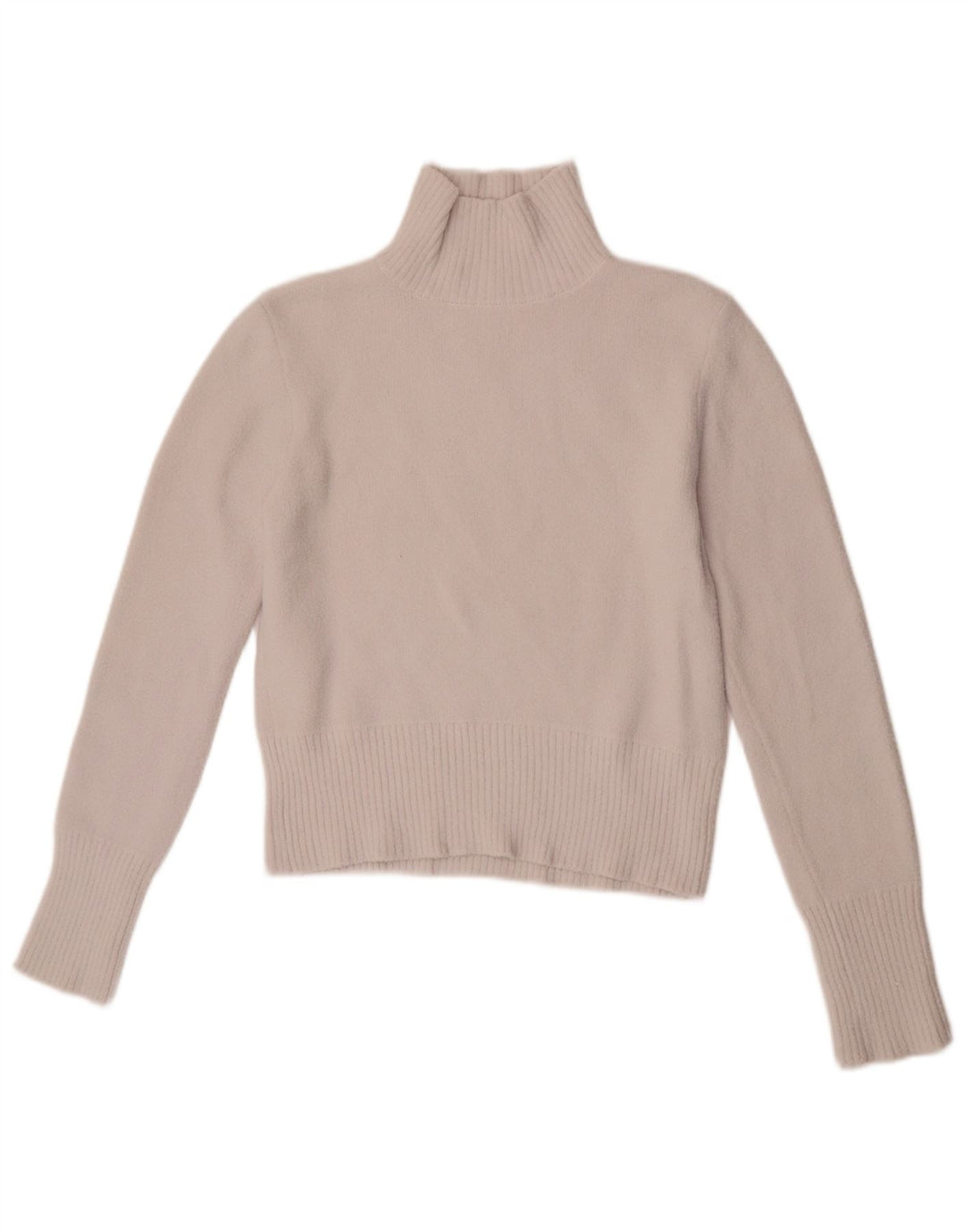 Zara Mujer Crop Turtle Neck Jumper Sweater UK 12 Medium White Nylon