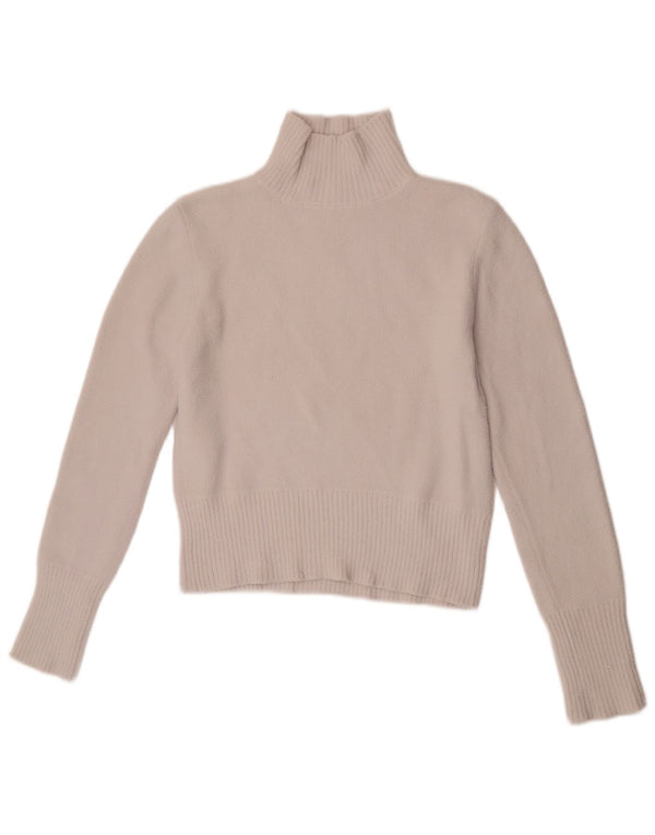 Zara Mujer Crop Turtle Neck Jumper Sweater UK 12 Medium White Nylon