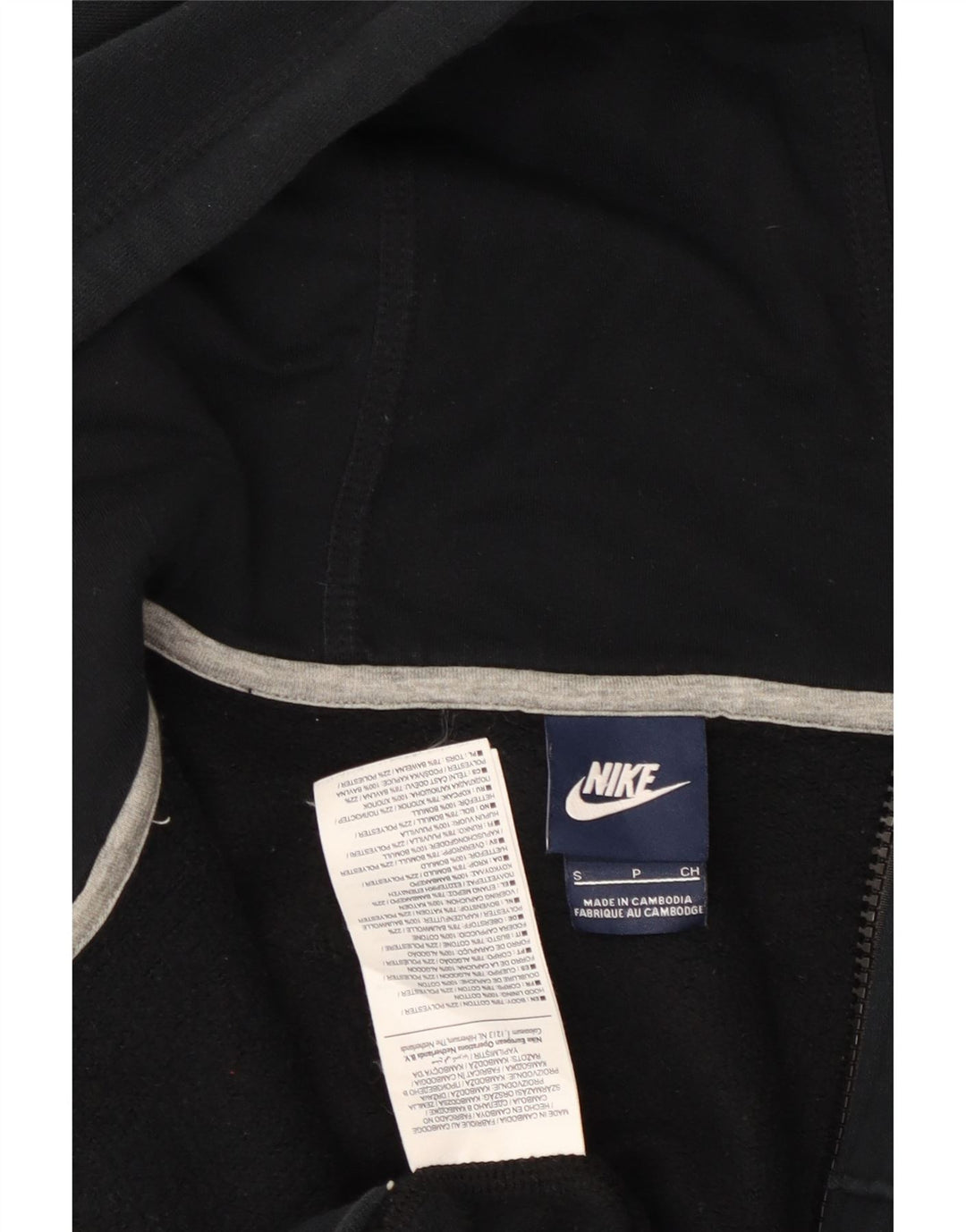 NIKE Sudadera con capucha y cremallera para hombre, talla pequeña, algodón negro