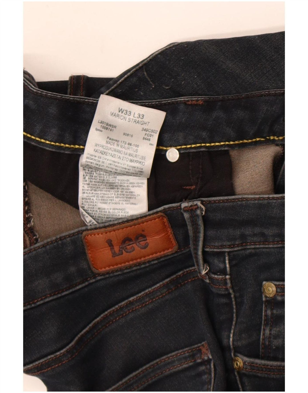 Vaqueros rectos Marion para hombre Lee W33 L33 Algodón azul marino