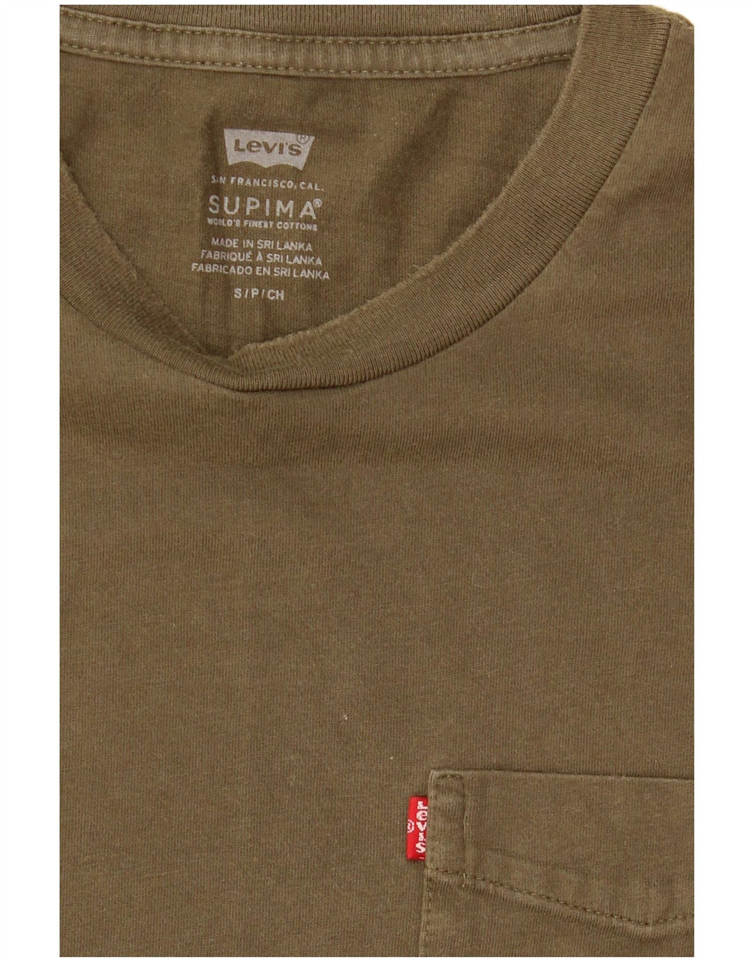 Levi's Hombre Camiseta Top Small Caqui Algodón