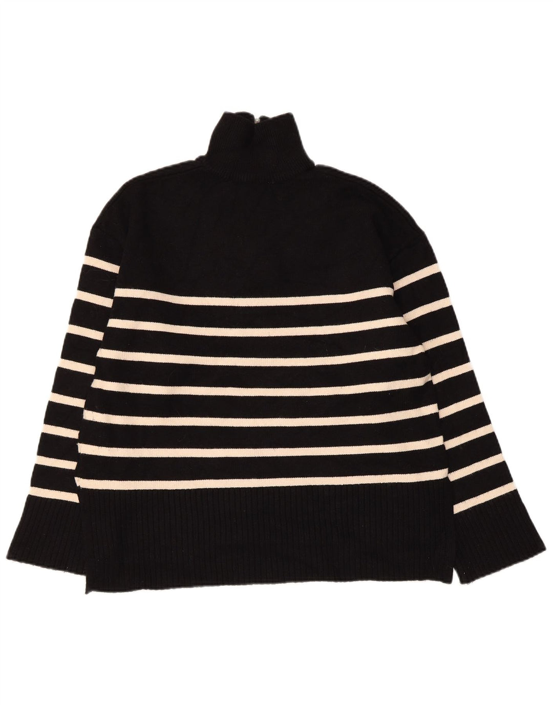 ZARA Jersey oversized con cuello y cremallera para mujer UK 10 Small Black Stripes