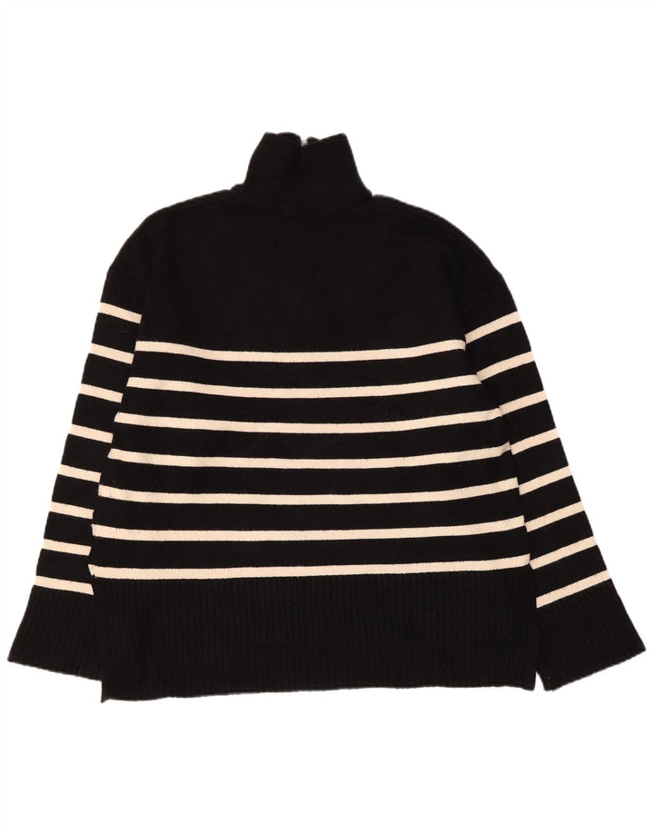 ZARA Jersey oversized con cuello y cremallera para mujer UK 10 Small Black Stripes