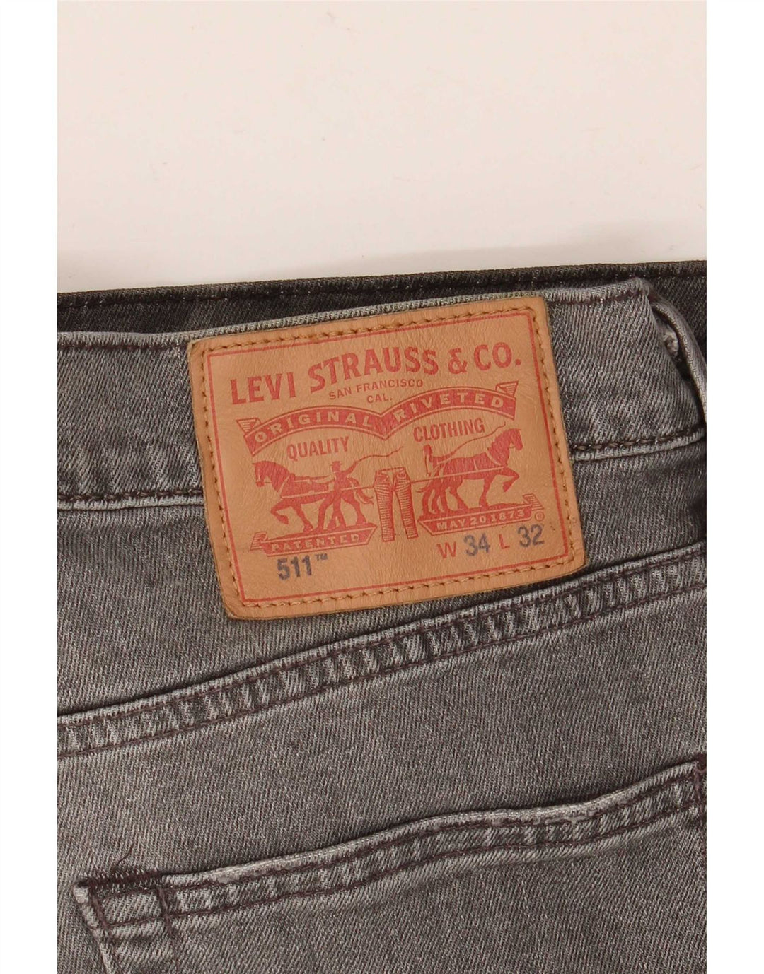 Levi's Hombre 511 Slim Jeans W34 L32 Algodón Gris