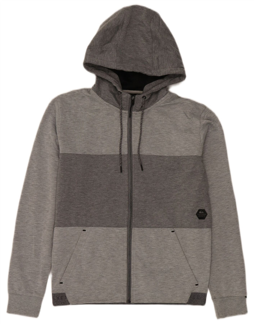 Quiksilver - Sudadera con capucha y cremallera para hombre, talla pequeña, poliéster color gris
