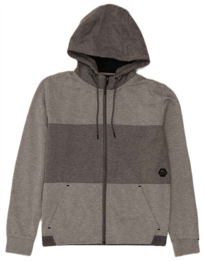 Quiksilver - Sudadera con capucha y cremallera para hombre, talla pequeña, poliéster color gris