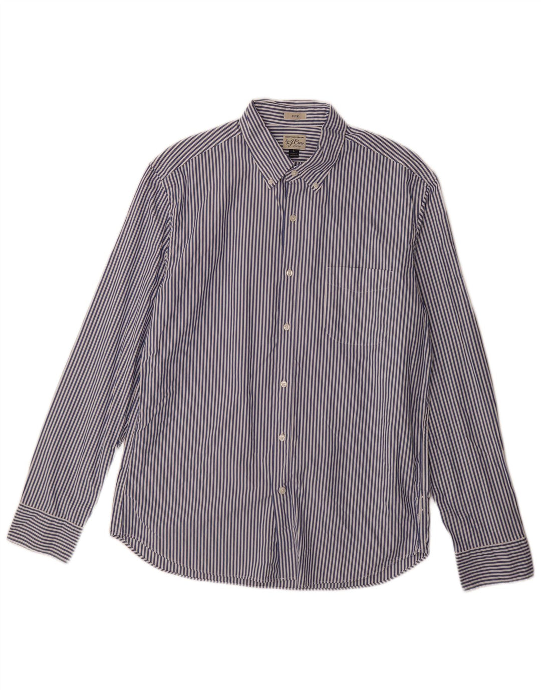 J. CREW Camisa ajustada para hombre de algodón a rayas azul marino grande