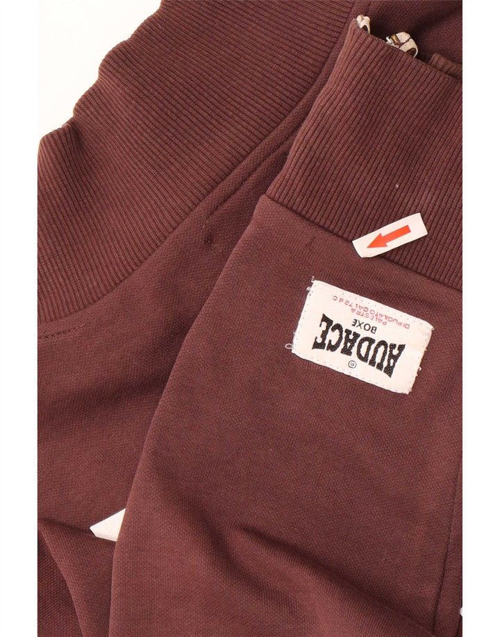 Vintage hombres gráfico chándal top chaqueta medio marrón algodón