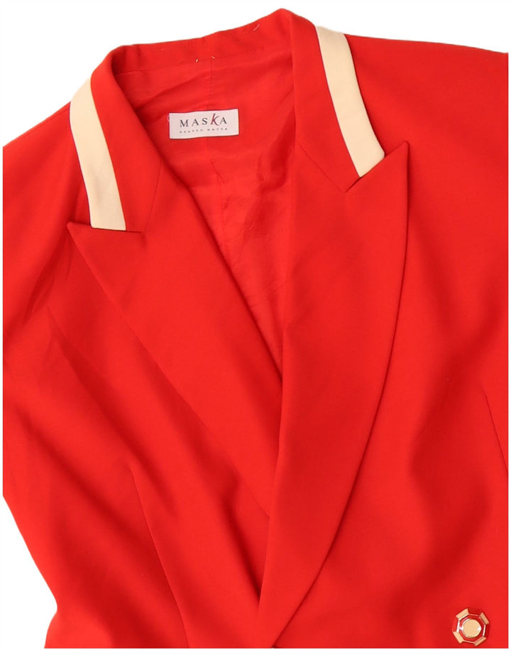 Maska Abrigo cruzado para mujer UK 44 Lana virgen color block rojo mediano