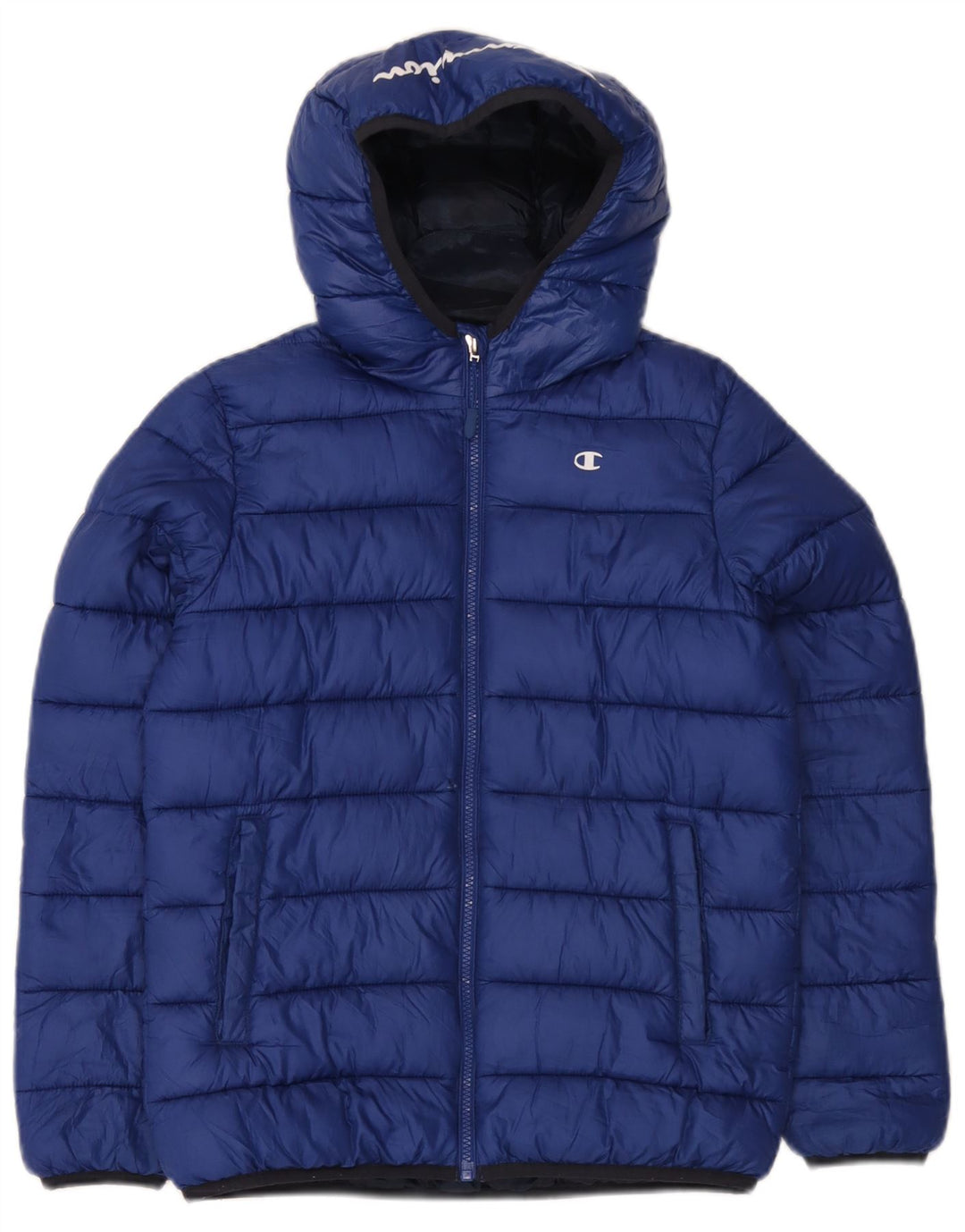 Champion Chaqueta acolchada con capucha para niños 11-12 años Grande Poliéster azul
