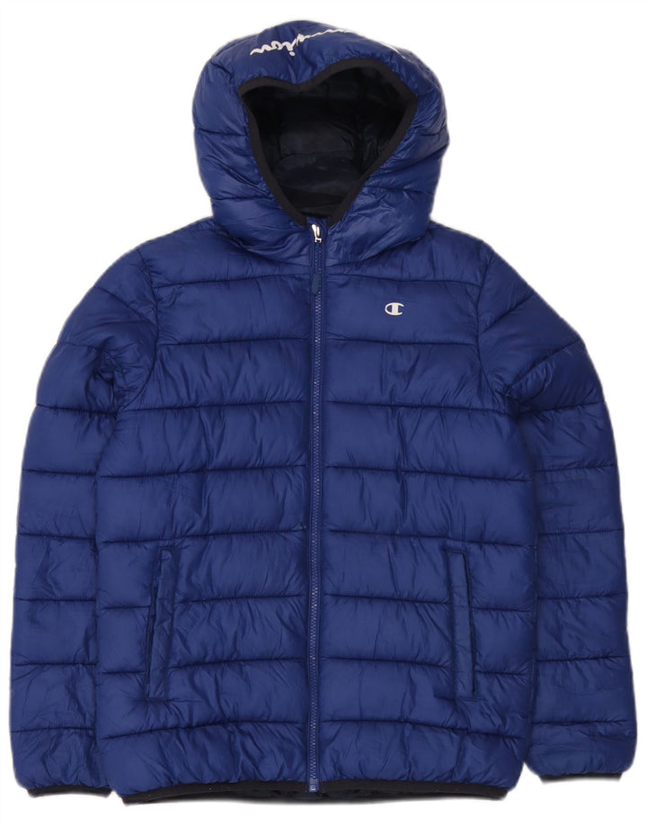 Champion Chaqueta acolchada con capucha para niños 11-12 años Grande Poliéster azul