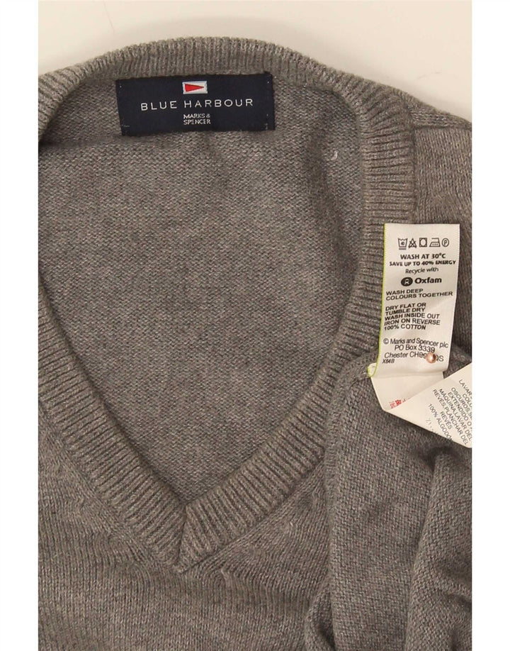 Marks & Spencer Jersey con Cuello en V Azul Harbor para Hombre Algodón Gris Medio
