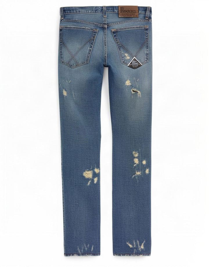 Roy Rogers Jeans desgastados para mujer W34 L32 Algodón azul