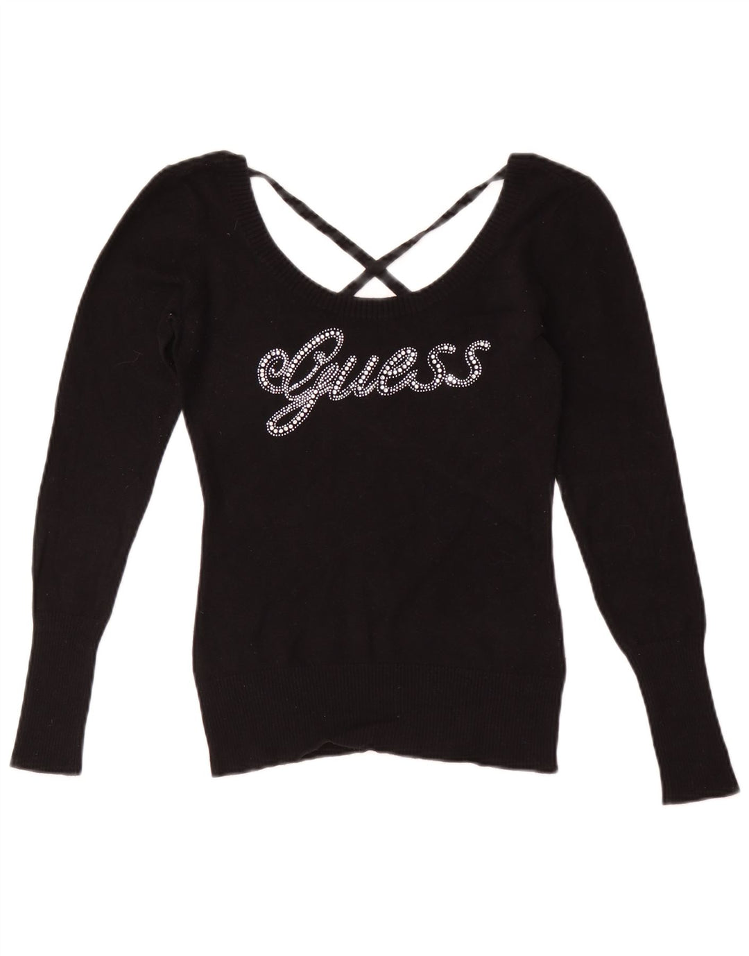 Guess Blusa gráfica de manga larga para mujer UK 8 Small Black