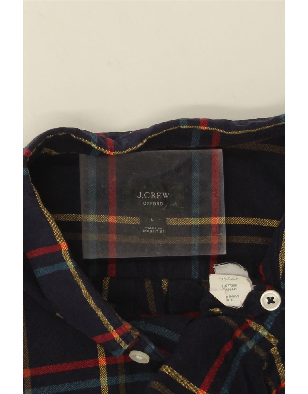 Camisa de franela para hombre J. Crew Algodón a cuadros azul marino grande