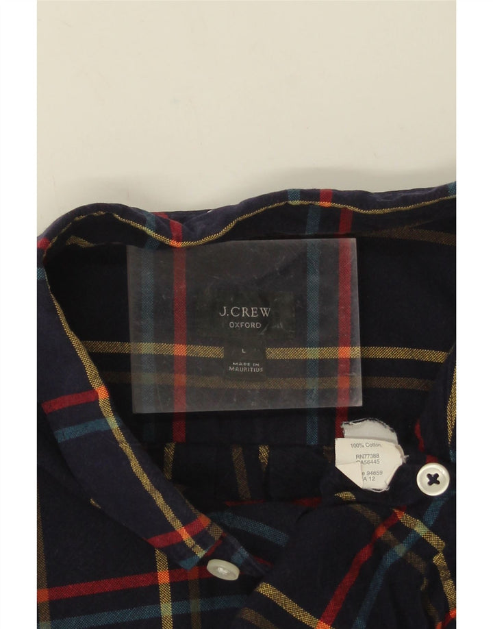 Camisa de franela para hombre J. Crew Algodón a cuadros azul marino grande