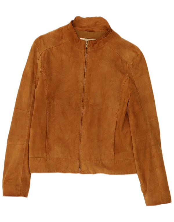 Conbipel Womens Bomber Suede Jacket UK 10 Small Beige Leather